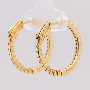 14k Yellow Gold Diamond In & Out Hoop Earrings 0.75ctw G SI1 - Snap Closure