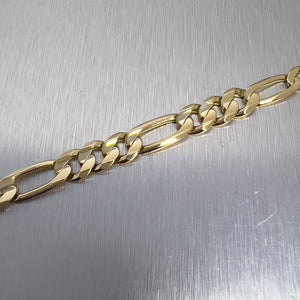 14k Yellow Gold Figaro Link Chain Bracelet 8.75" 18.7 grams 8.15mm ITALY