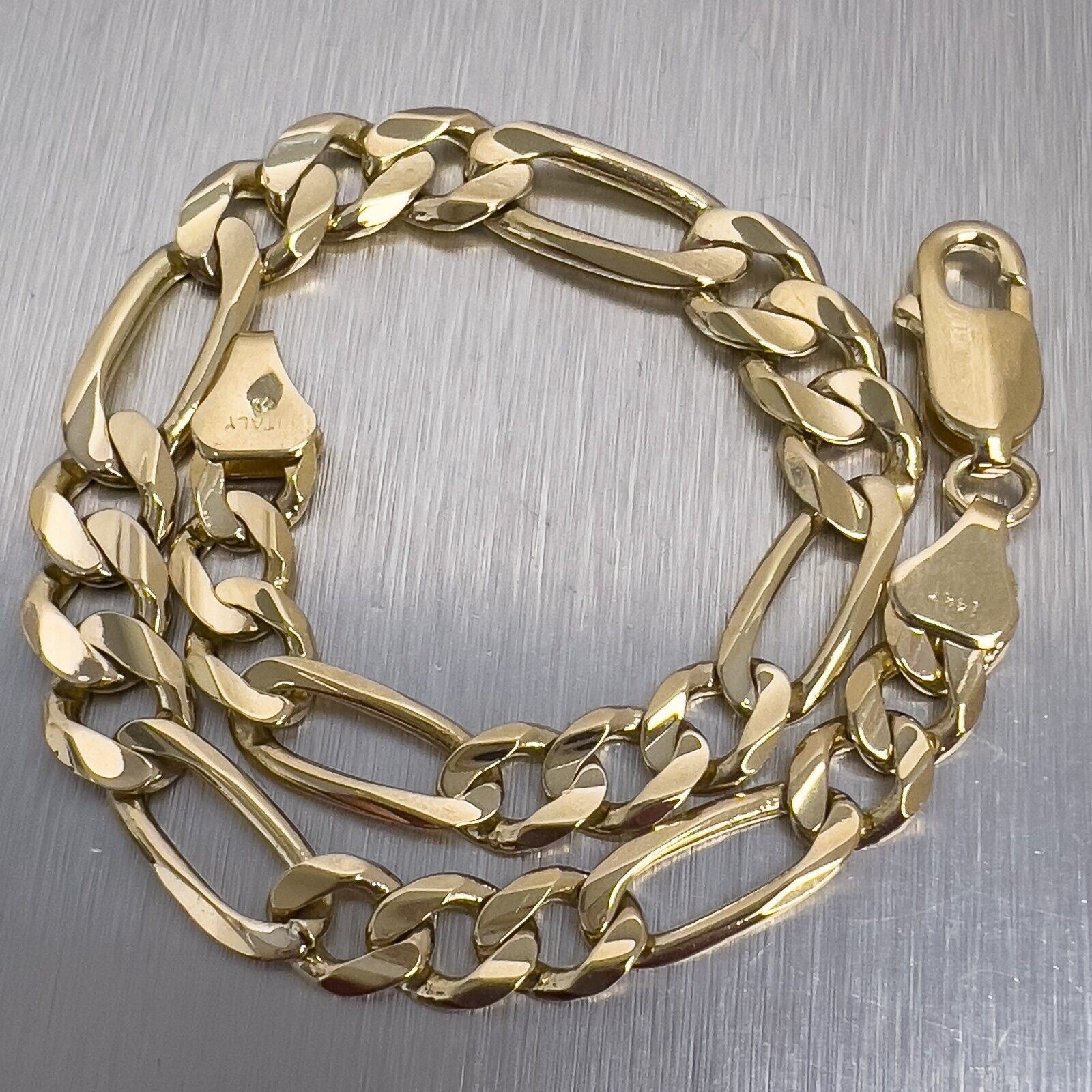 Pre-Owned 9ct Yellow Gold 3+1 Figaro Bracelet 4108331
