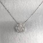 14k White Gold Princess & Marquise Diamond Cluster Circlet Necklace 0.85ctw