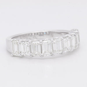 18k White Gold Emerald Cut Diamond 9 Stone Wedding Band 2.05ctw Ring Size 6