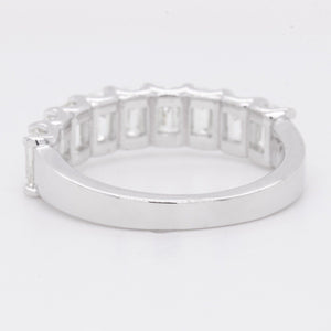 18k White Gold Emerald Cut Diamond 9 Stone Wedding Band 2.05ctw Ring Size 6