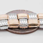 Superoro 14k White & Yellow Gold Checkered Link Bracelet 7.5" 12.00mm ITALY
