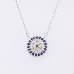 14k White Gold Evil Eye Diamond Sapphire Citrine Pendant Necklace 18.5"