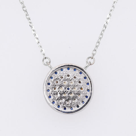 14k White Gold Evil Eye Diamond Sapphire Citrine Pendant Necklace 18.5"