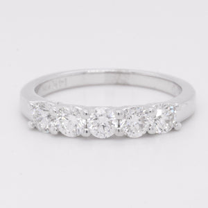 14k White Gold Diamond 5 Stone Wedding Band 1.00ctw F VS2 Ring Size 7.25