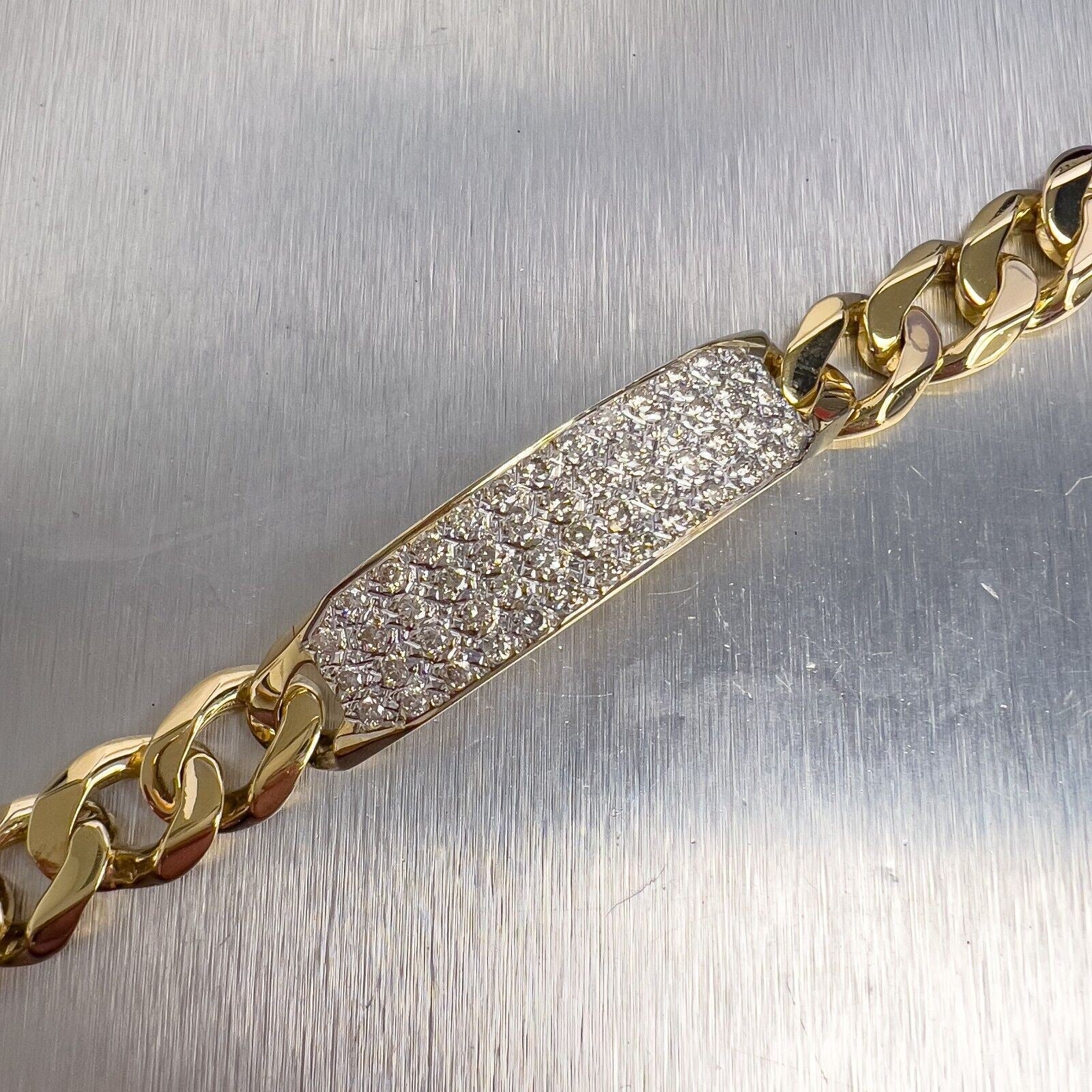14K Yellow Gold Diamond Cuban Link Bracelet
