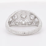 Antique Art Deco Platinum Diamond 3 Stone Ornate Filigree Ring 0.85ctw size 5.75