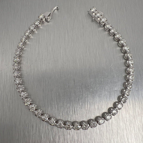14k White Gold Diamond 42 Stone U-Prong Tennis Bracelet 4.33ctw G SI1 9.8g 7"