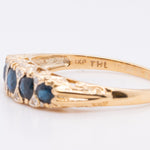 Vintage 14k Yellow Gold 5 Stone Sapphire Diamond Ring 0.73ctw Size 8.75