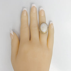 Antique Victorian 14k Yellow Gold Cabochon Opal Spiral Wire Halo Ring Size 4.75