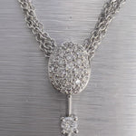 14k White Gold Pave Diamond Teardrop Pendant Necklace 1.25ctw G VS1 11.7g 18"