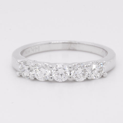 14k White Gold Diamond 11 Stone Wedding Band 0.57ctw F VS2 Ring Size 7