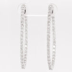 14k White Gold Diamond In & Out Oval Hoop Earrings 8g 2.40ctw G VS2-SI1