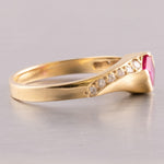 Vintage 14k Yellow Gold 0.60ct Asscher Ruby & 0.25ctw Diamond Ring sz 6.75