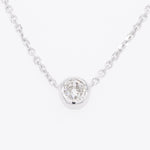 14k White Gold Old Mine Diamond Bezel Set Pendant Necklace 0.30ct I SI1 15"