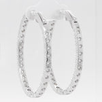 14k White Gold Diamond In & Out Oval Hoop Earrings 6.84ctw G VS2 - Snap Closure