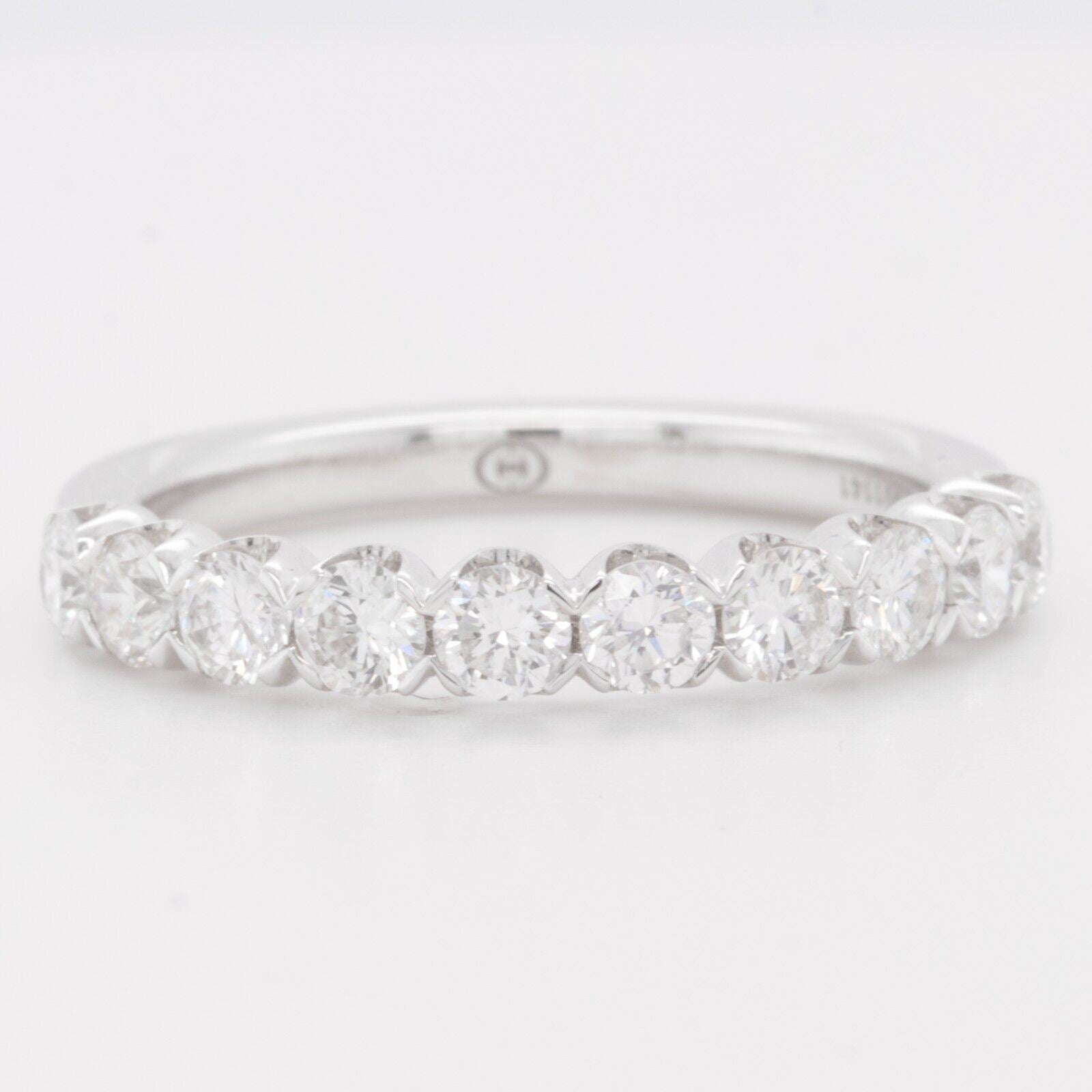 18k White Gold Diamond 10 Stone Wedding Band 1.03ctw F-G VS1 Ring Size 7