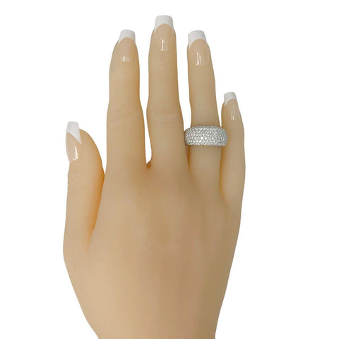 14k White Gold Pave Set Diamond 10mm Wide Wedding Band 2.90ctw Ring Size 7.5