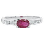 14k White Gold 0.60ct Oval Ruby & 0.17ctw Diamond Engagement Ring Size 7