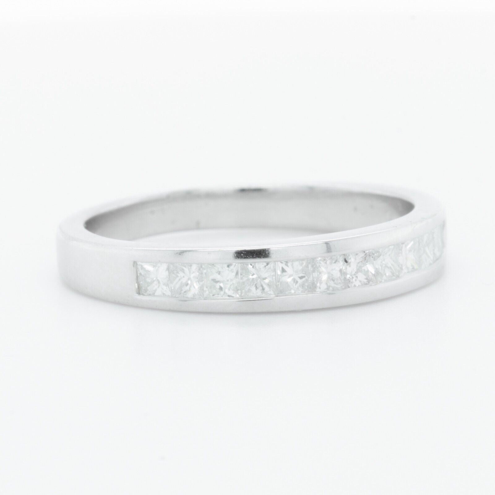 14k White Gold Princess Diamond 12 Stone Wedding Band 0.85ctw H VS2 Ring sz 6.75
