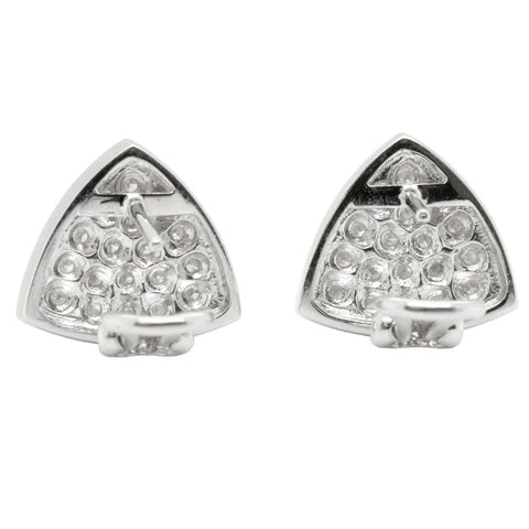 18k White Gold Diamond Pave Shield Shape Omegaback Earrings 1.05ctw G VS2 7.9g
