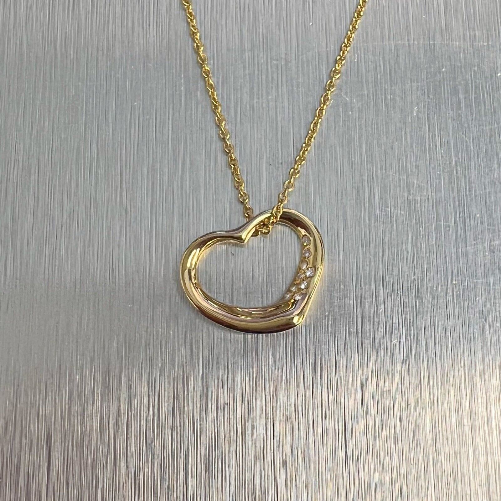 Tiffany & Co. Elsa Peretti Sterling Silver Open Heart Pendant Silk Necklace  | eBay