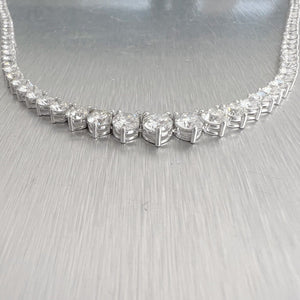 14k White Gold Round Diamond Graduated Tennis Necklace 10.71ctw G VS2-SI1 17"