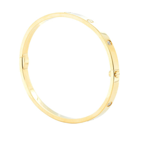 Cartier Love Small 18k Yellow Gold 6 Diamond Bangle Bracelet Size 16 BOX CERT