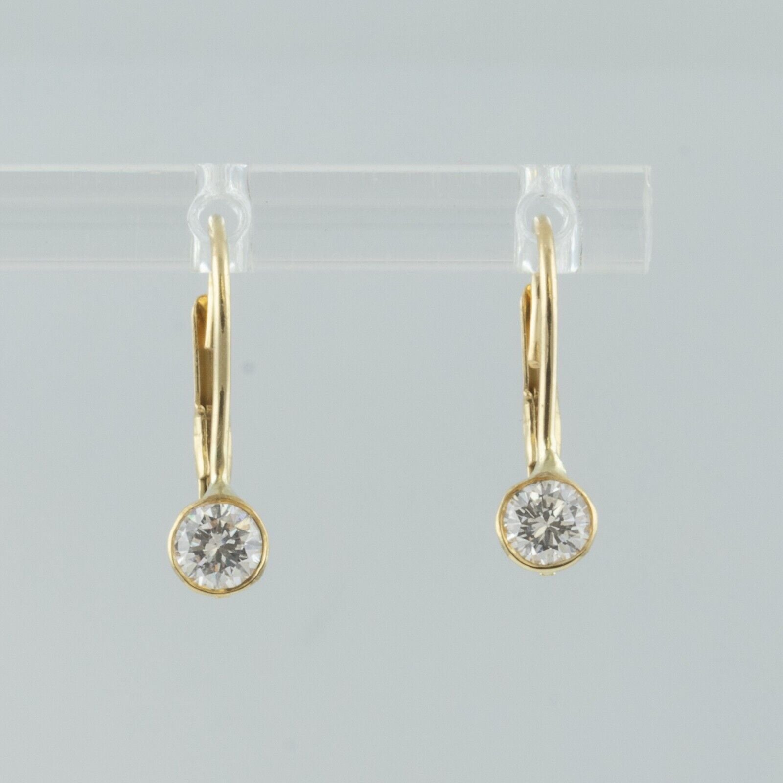 14k Yellow Gold Diamond Dangle Drop Leverback Earrings 0.48ctw G-H SI1 1.4g