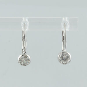 14k White Gold Diamond Dangle Drop Leverback Earrings 0.42ctw G-H SI1 1.4g