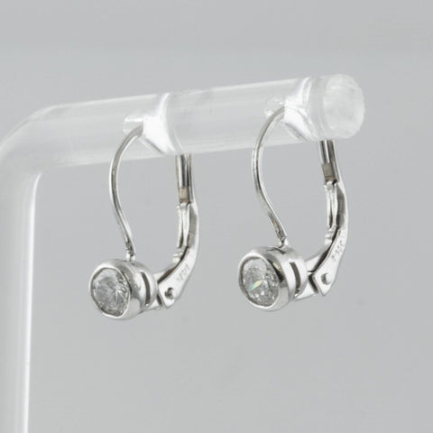 14k White Gold Diamond Dangle Drop Leverback Earrings 0.42ctw G-H SI1 1.4g