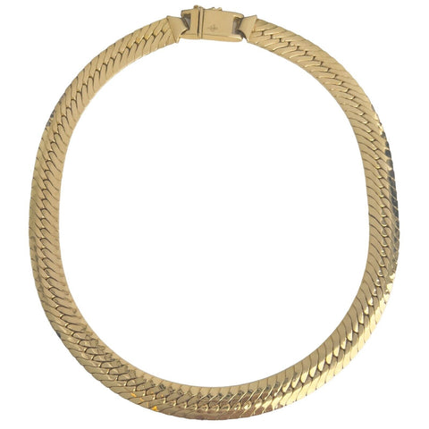 18k Yellow Gold Herringbone Link 10.85mm Chain Necklace 16.5" ITALY 51.9g