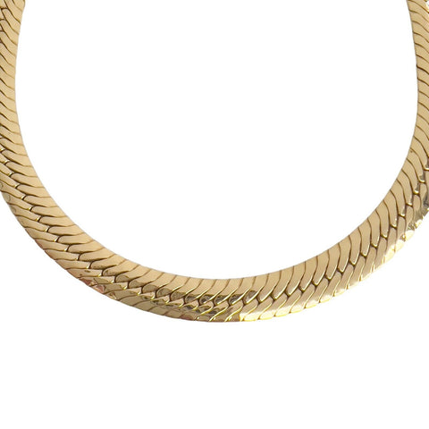 18k Yellow Gold Herringbone Link 10.85mm Chain Necklace 16.5" ITALY 51.9g