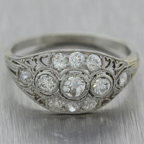 1920's Antique Art Deco Platinum 0.75ctw Diamond Ring