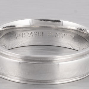 Verragio Platinum 5mm Grooved Edge Wedding Band Ring Size 6.25 - 8.1 grams