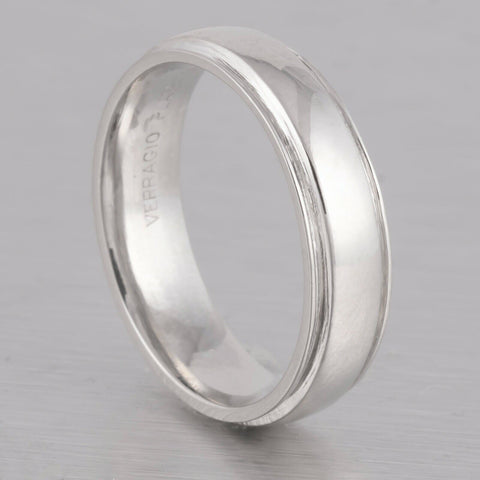 Verragio Platinum 5mm Grooved Edge Wedding Band Ring Size 6.25 - 8.1 grams