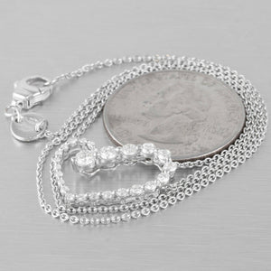 Movado 18k White Gold Diamond Asymmetrical Graduated Heart Necklace 0.60ctw 16"
