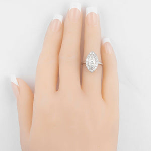 Antique Art Deco 14k White Gold Marquise Diamond Cluster Ring 1.00ctw