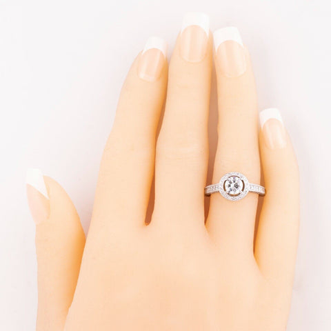 Modern Estate 18k White Gold Diamond Halo Engagement Ring 2.77ctw Size 7.25