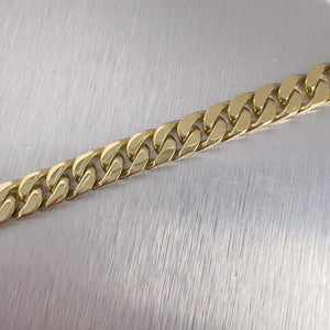 18k Yellow Gold Flat Cuban Link 7.30mm Box Clasp Bracelet 9.25" 46.7g