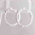 14k White Gold Diamond In & Out Hoop Earrings 1.09ctw - Snap Closure