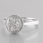 14k White Gold Princess & Marquise Diamond Halo Engagement Ring 0.77ctw sz. 6.75