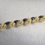 14k Yellow Gold 3.80ctw Pear Sapphire & 0.45ctw Diamond Tennis Bracelet 7"