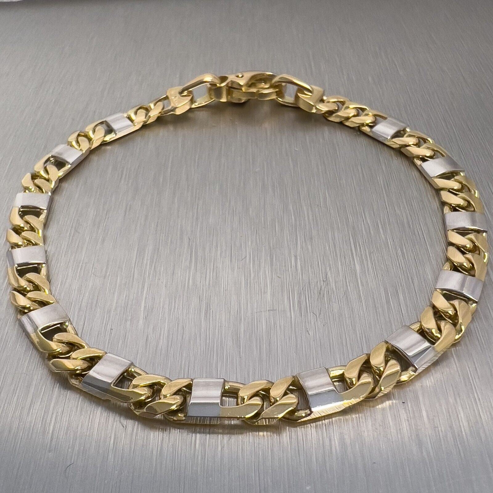 Reeds Jewelers 14K Yellow Gold Mariner Link Bracelet with Diamond Accents,  TDW 1.98