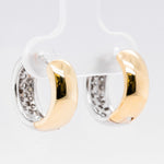 14k White & Yellow Gold Pave Diamond Huggie Earrings 0.60ctw H SI1