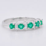 14k White Gold 0.50ctw Emerald & 0.18ctw Diamond Wedding Band - Ring Size 4.25