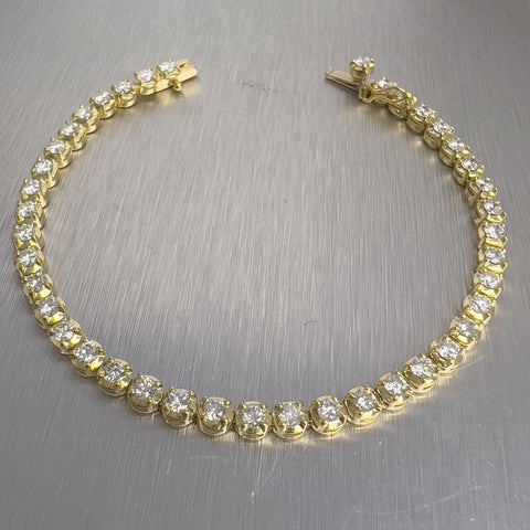18k Yellow Gold Diamond 41 Stone Tennis Bracelet 3.00ctw G VS2 6.5"