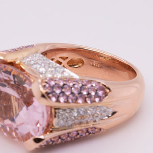 18k Rose Gold 13ct Kunzite Pink Sapphire & Diamond Cocktail Ring 1.96ctw Size 7
