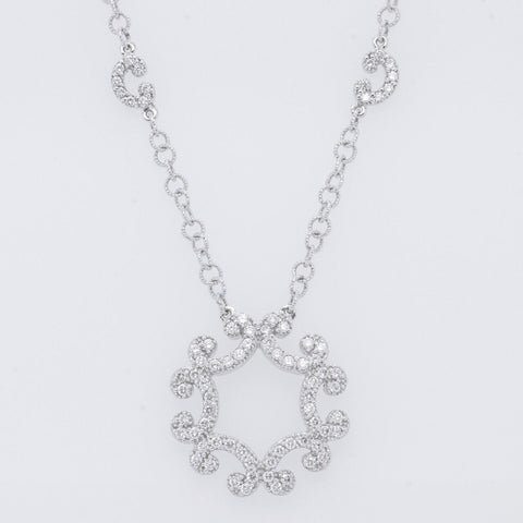 Charriol Cignature Snowflake 18k White Gold Diamond Necklace 0.80ctw G VS2 18"